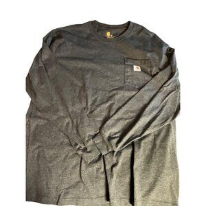 Carhartt Charcoal Gray Long‎ Sleeve T-shirt 2XL Original Fit Chest Pocket